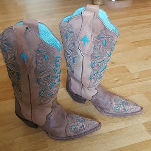 NWOT Corral boots turquoise tan sz 7